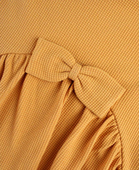 WAFFLE KNIT LONG SLEEVE BOW BACK TOP HONEY