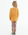WAFFLE KNIT LONG SLEEVE BOW BACK TOP HONEY