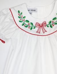 WHITE EMBROIDERED WREATH DRESS