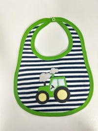 GREEN TRACTOR APPLIQUE BIB