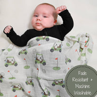GOLF A ROUND BABY MUSLIN SWADDLE BLANKET