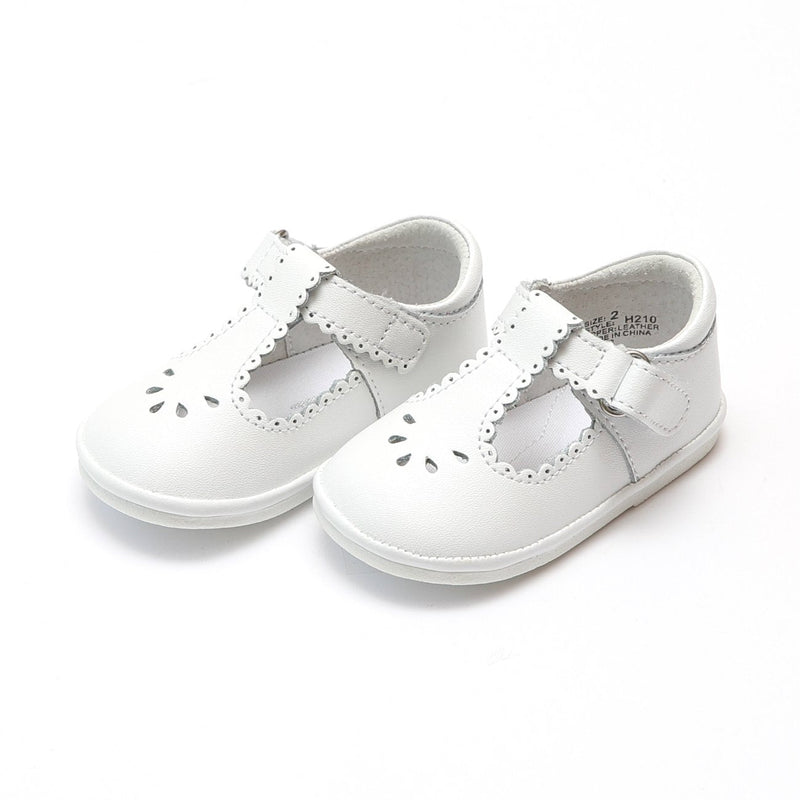 DOTTIE WHITE SCALLOPED T-STRAP MARY JANE