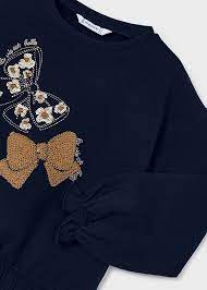 GIRLS NAVY APPLIQUE PULLOVER