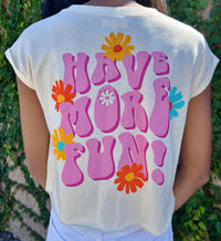 TWEEN HAVE MORE FUN FLORAL FRONT BACK GRAPHIC TEE