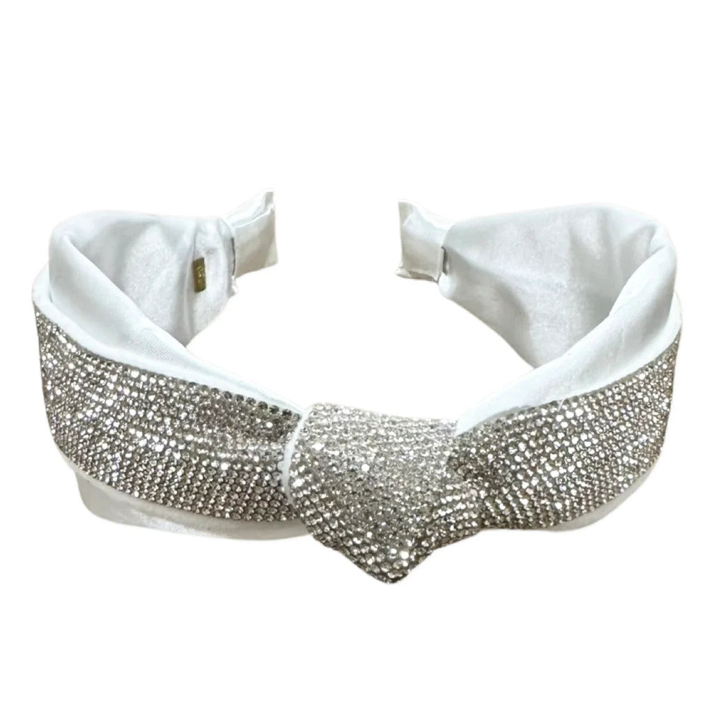 HALF CRYSTALLIZED KNOT HEADBAND - WHITE