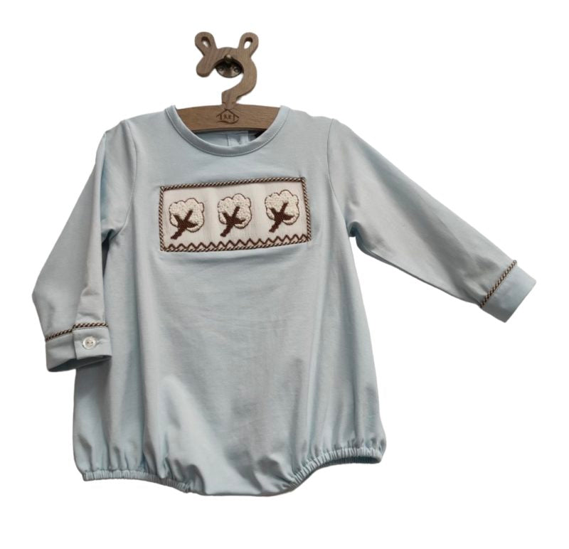 COTTON SMOCKED L/S BOYS BUBBLE