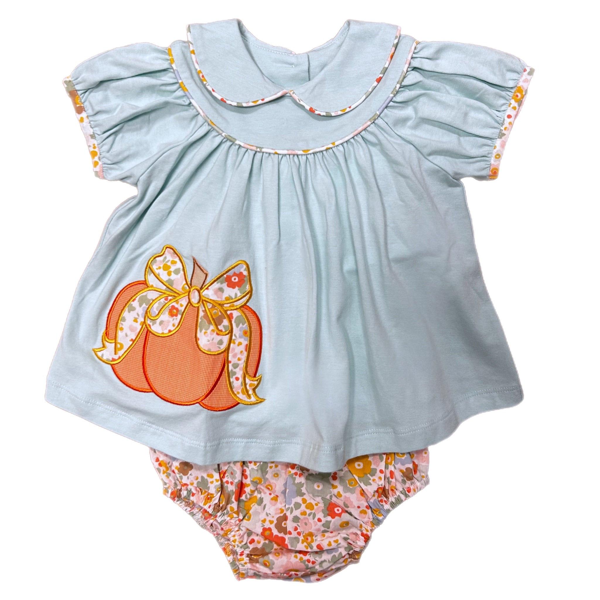 GIRLS PUMPKIN APPLIQUE BLOOMER SET