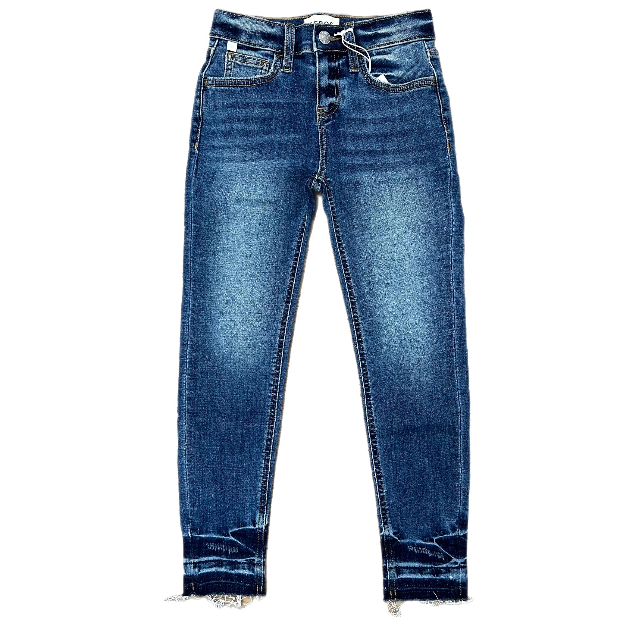 TWEEN MEDIUM BLUE RAW EDGE SKINNY JEANS