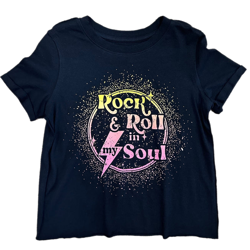 TWEEN ROCK AND ROLL IN MY SOUL OMBRE SPLATTER GRAPHIC TEE