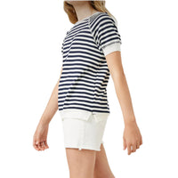 TWEEN NAVY STRIPE BANDED RAGLAN TEE