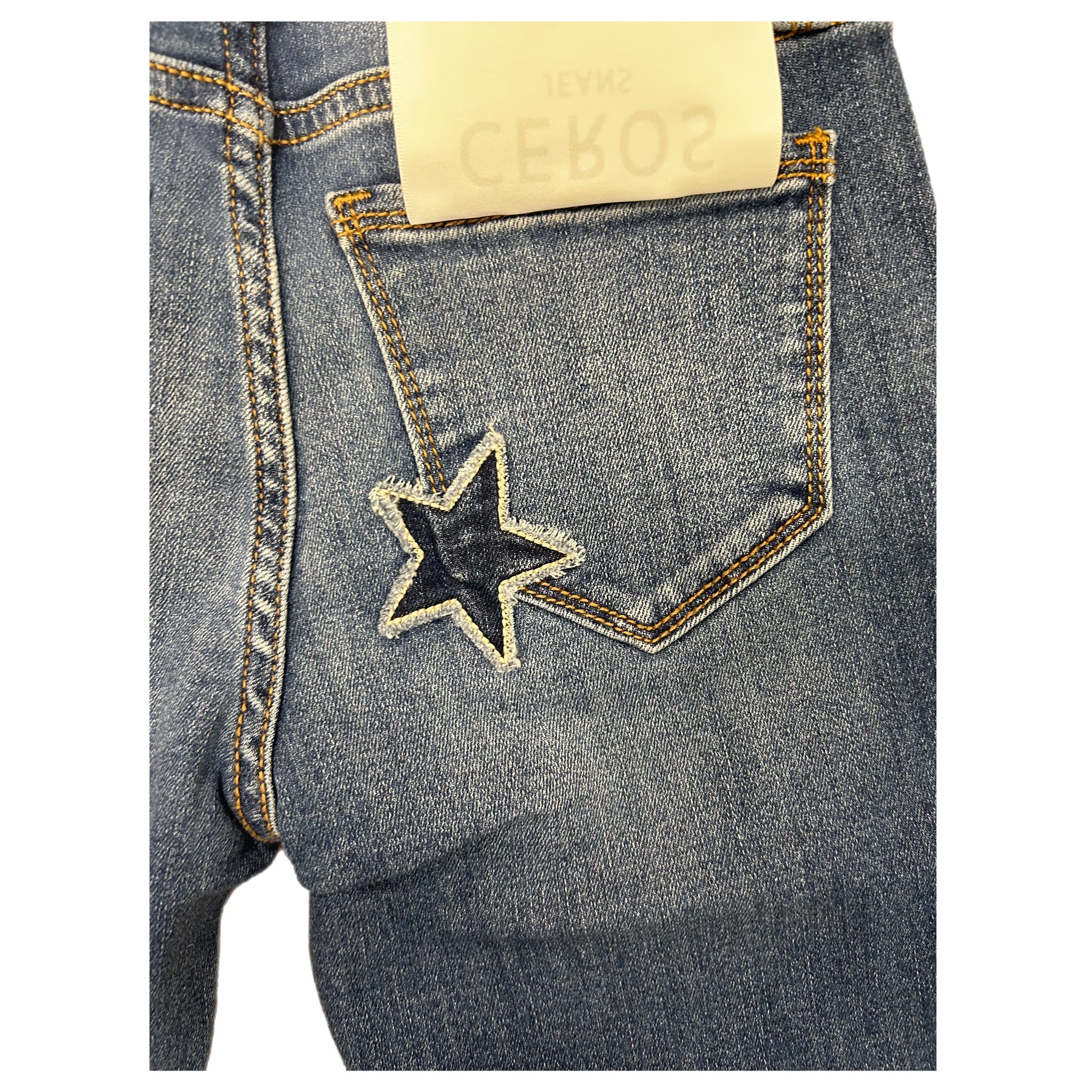 TWEEN MEDIUM BLUE STAR FLARE JEANS