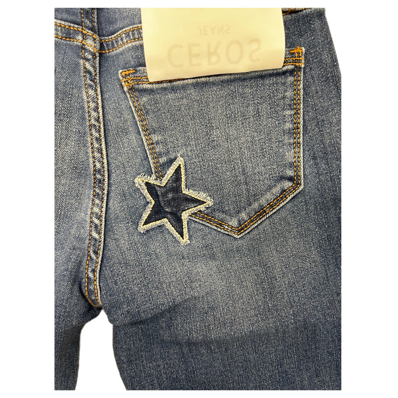 TWEEN MEDIUM BLUE STAR FLARE JEANS