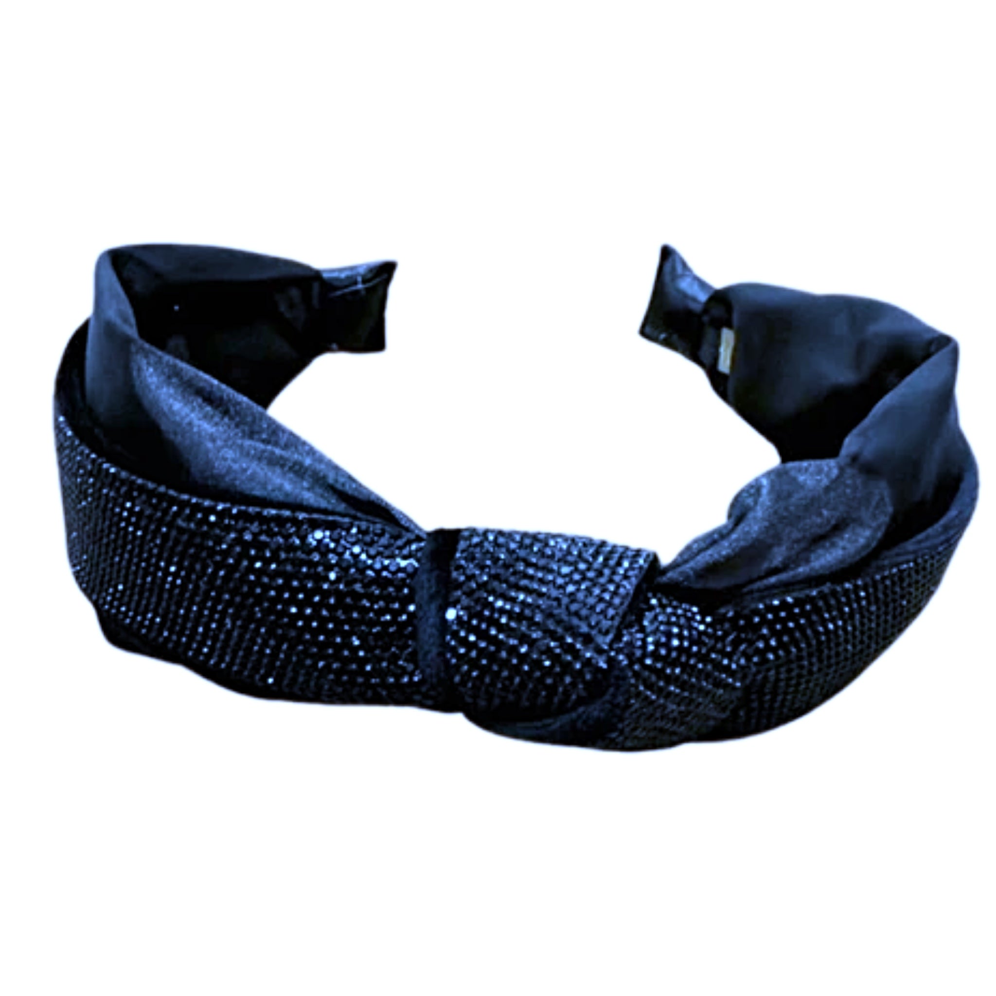 HALF CRYSTALLIZED KNOT HEADBAND - NAVY