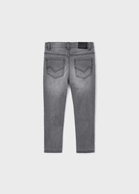 BOYS GREY WASH 5 POCKET SLIM FIT JEANS