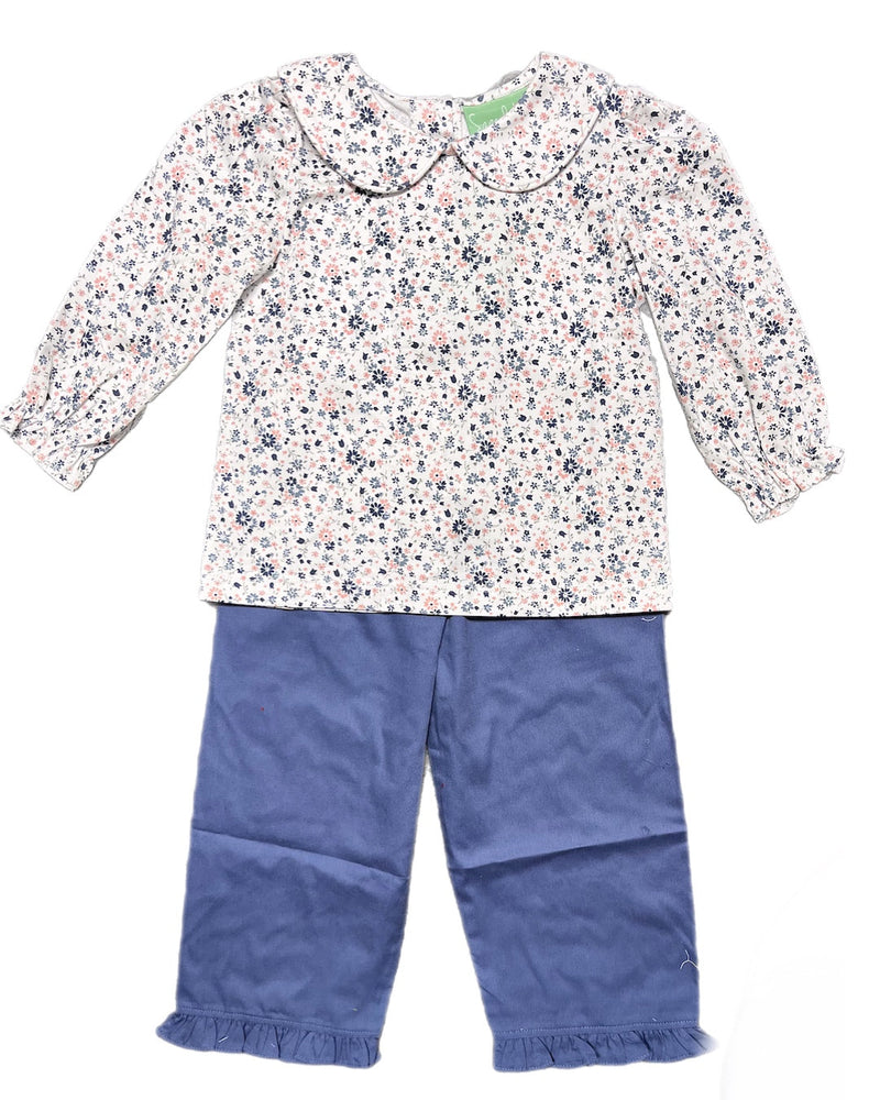 NAVY/PINK FLORAL SADIE PANT SET