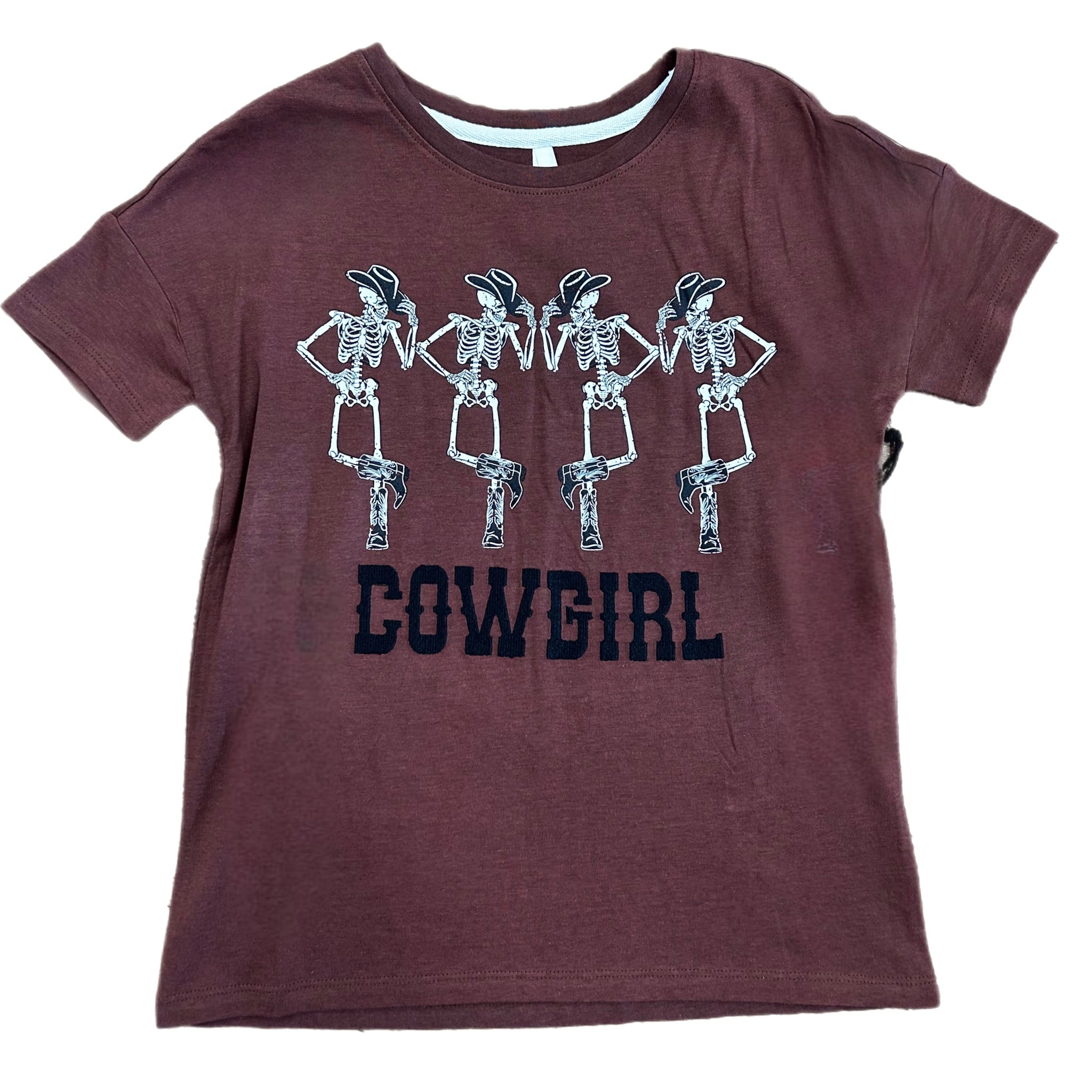 TWEEN DANCING SKELETON HALLOWEEN COWGIRLS OVERSIZED TEE