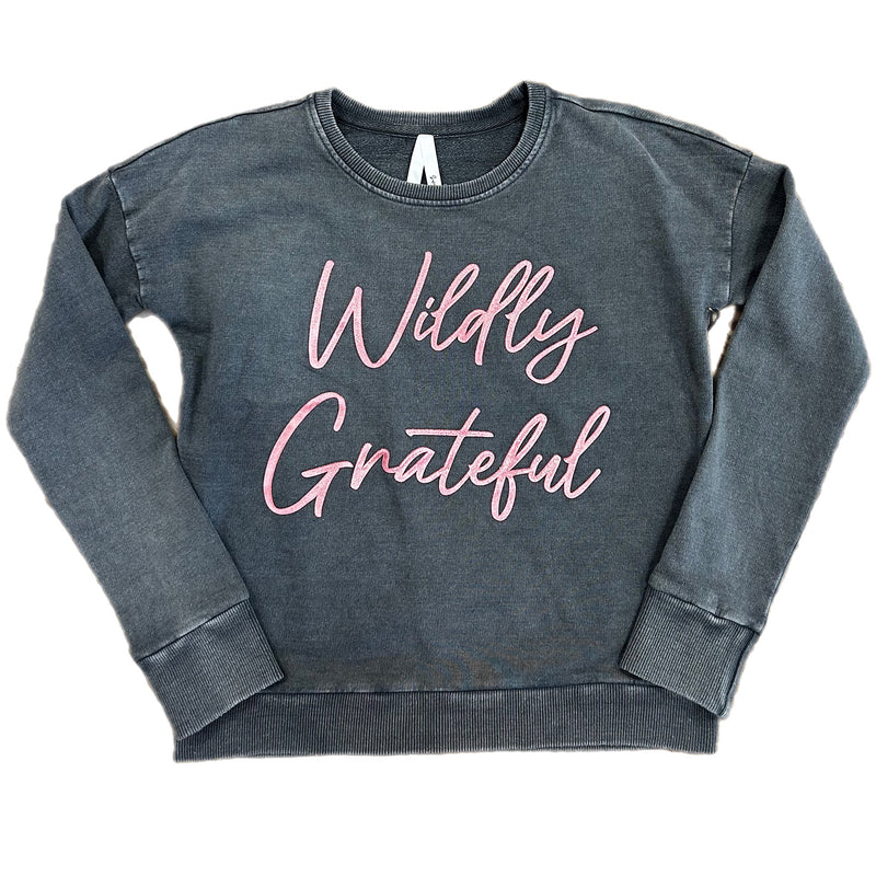 TWEEN WILDLY GRATEFUL 3D FOIL PUFF PRINT SWEATSHIRT