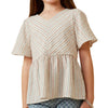 TWEEN TEXTURED STRIPE CHEVRON PANEL PEPLUM TOP