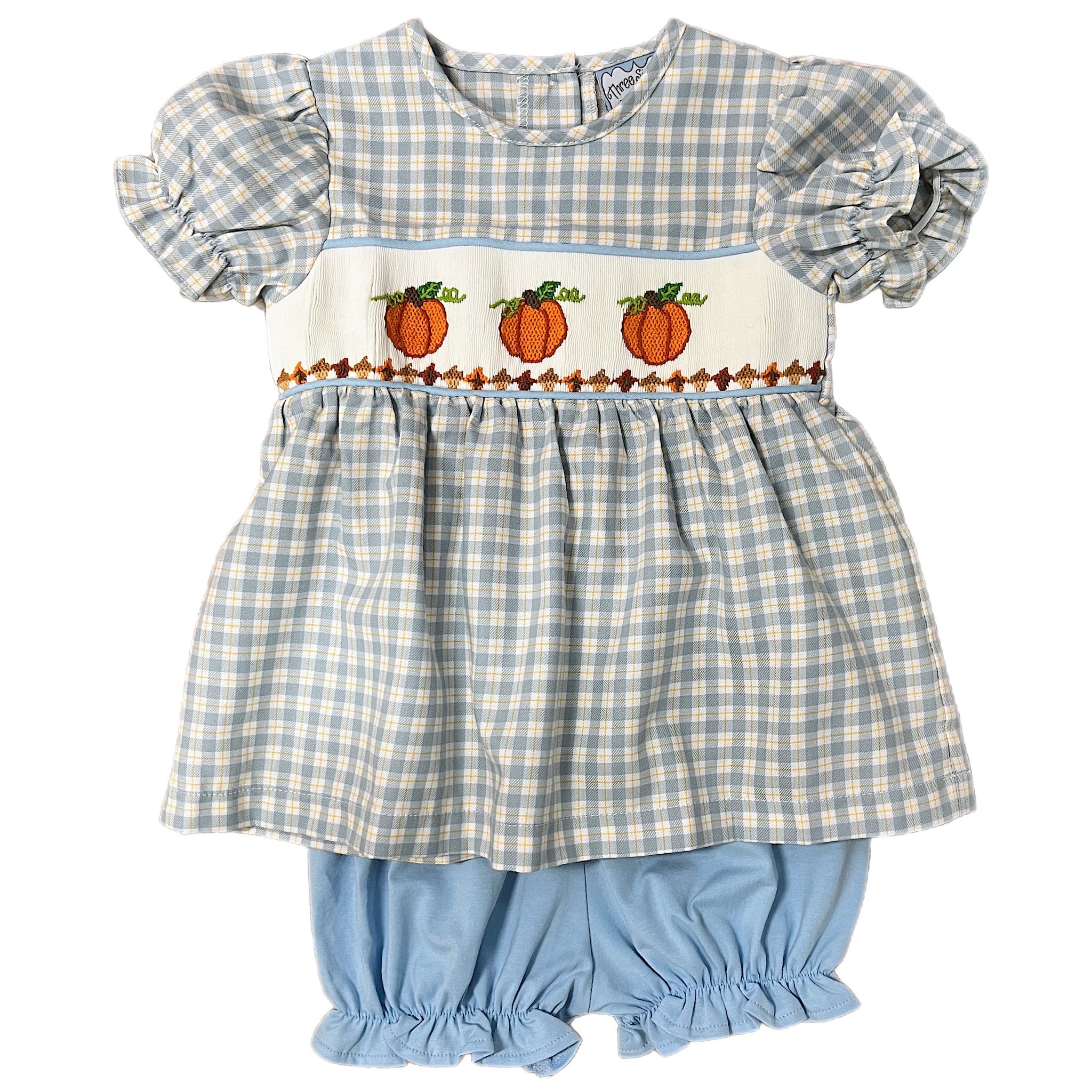 PUMPKIN GIRLS SMOCKED BLOOMERS SET