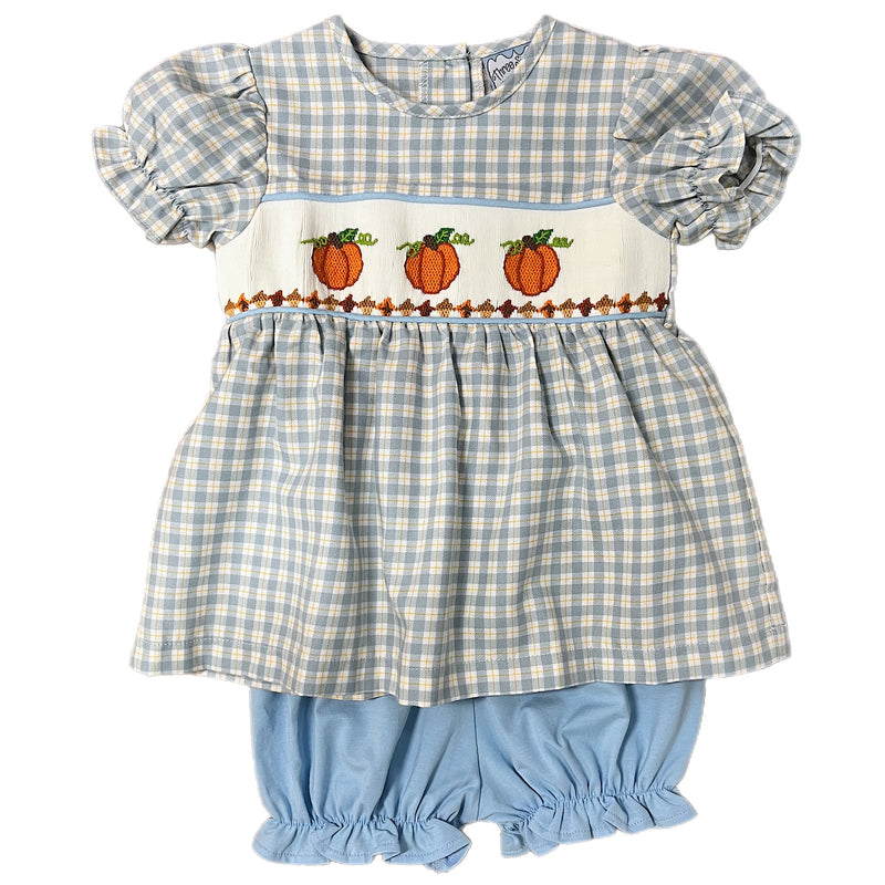 PUMPKIN GIRLS SMOCKED BLOOMERS SET