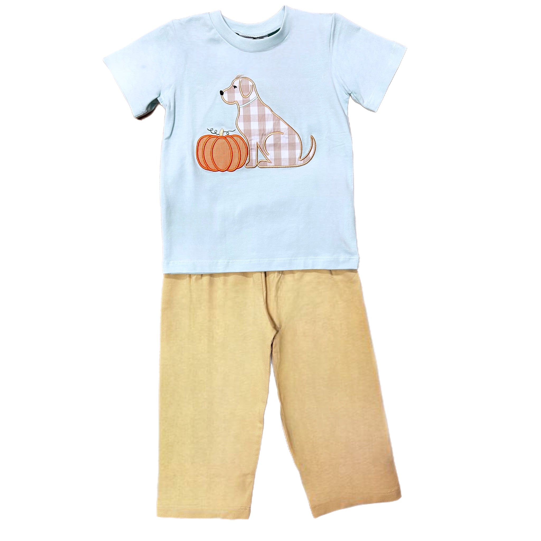 PUMPKIN PUPPY APPLIQUE PANT SET