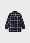 BOYS NAVY PLAID BUTTON DOWN