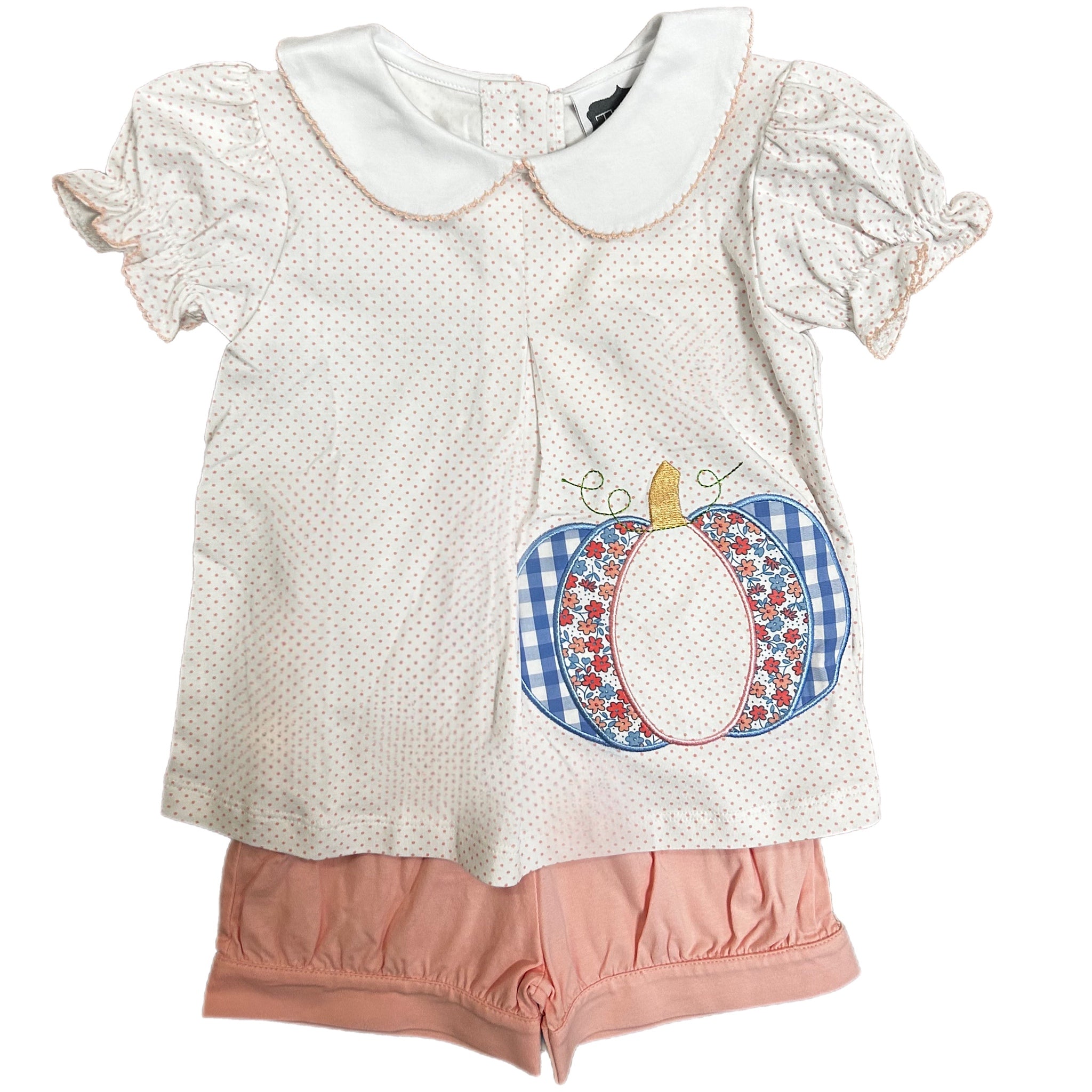 PINK PUMPKIN APPLIQUE SHORT SET