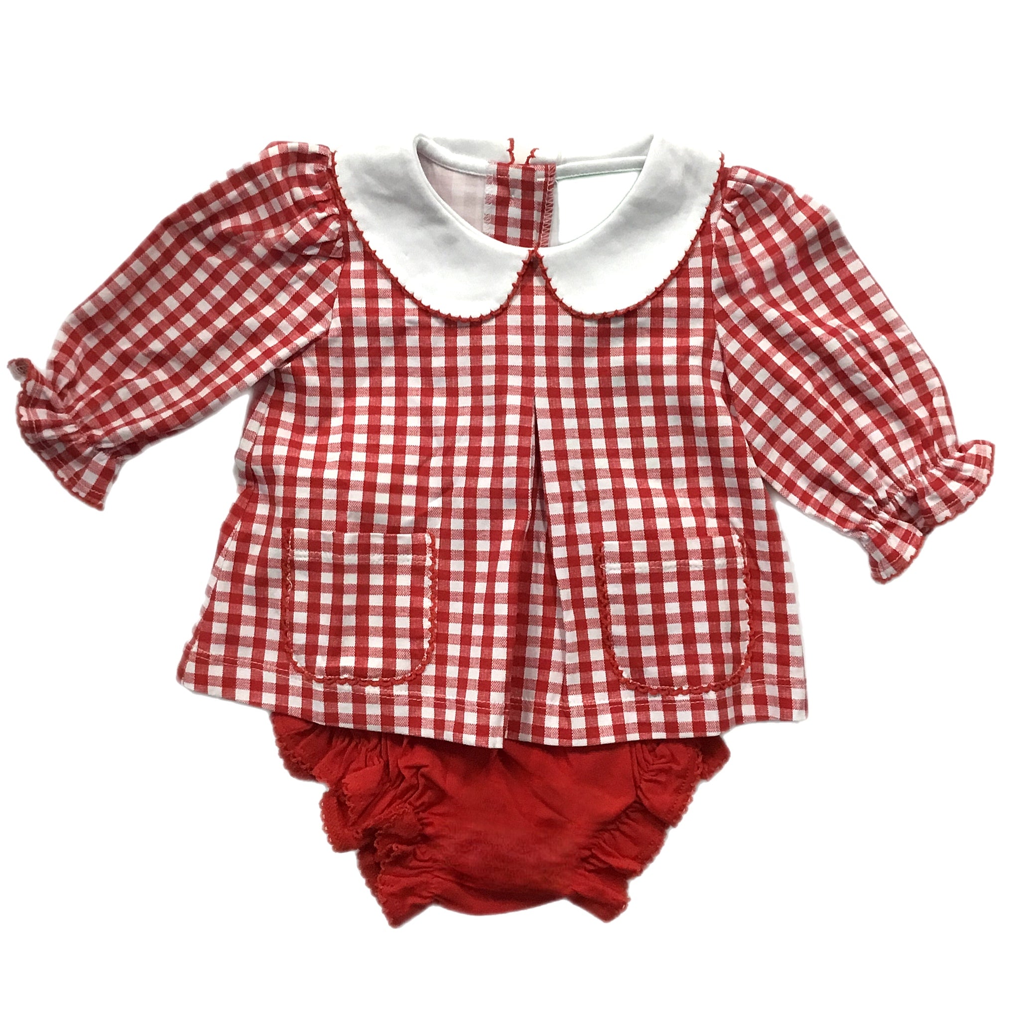 RED GINGHAM POCKET BLOOMER SET