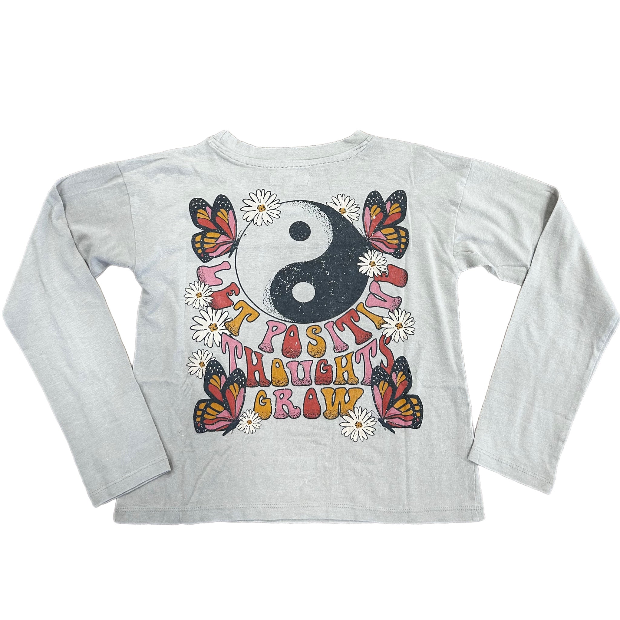 TWEEN POSITIVE VIBES YING YANG BUTTERFLY RETROS WASHED GRAPHIC TOP
