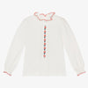 GIRLS FLORAL EMBROIDERED KNIT BLOUSE
