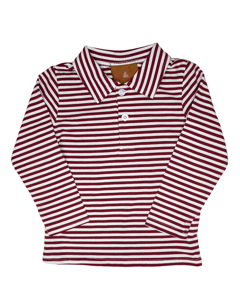 WESTON LONG SLEEVE POLO - CINNAMON STRIPE