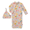 PRIMROSE COTTAGE RUCHED RUFFLE PLACKET MODAL MAGNETIC GOWN & HAT