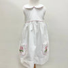 WHITE DRESS WITH PINK EMBROIDERED HYDRANGEA