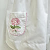 WHITE DRESS WITH PINK EMBROIDERED HYDRANGEA