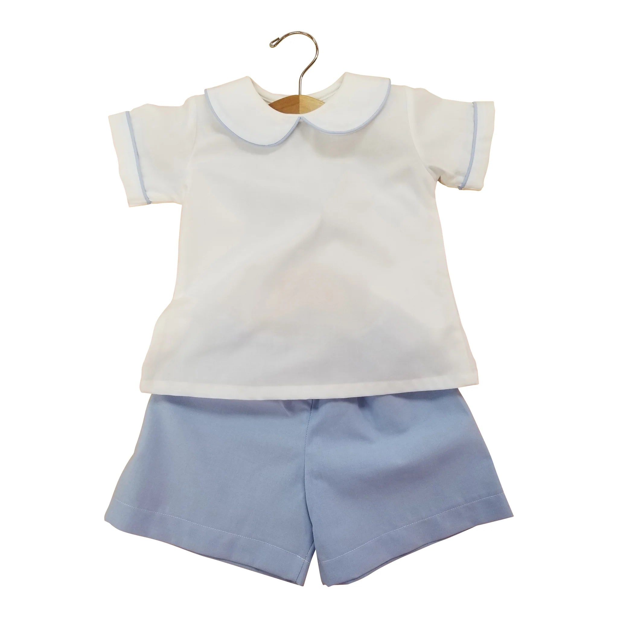 WHITE/BLUE BOY SHORT SET