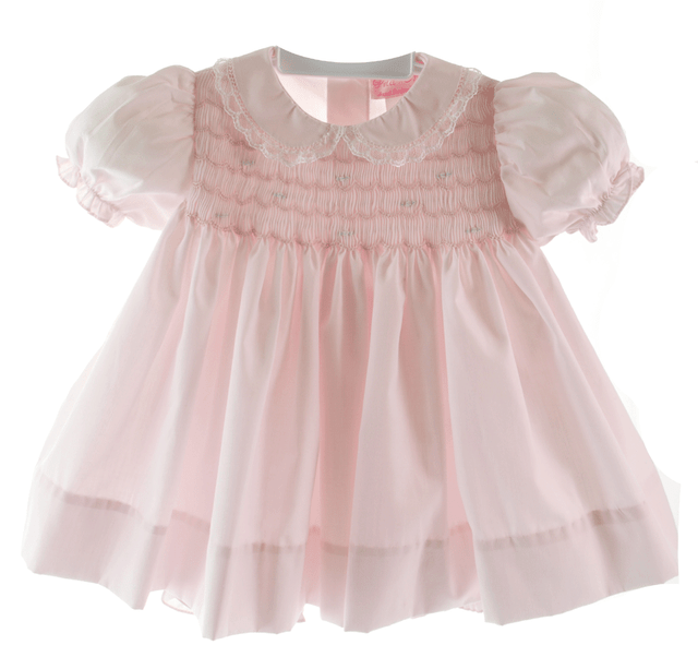 PINK SMOCKED DRESS BLOOMERS AND BONNET SET