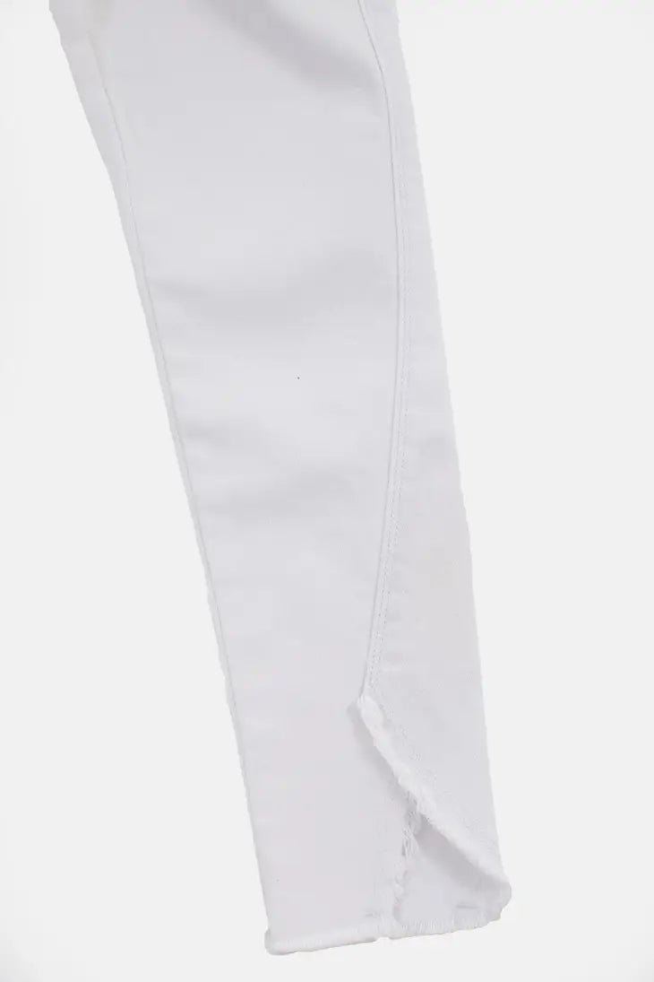 WHITE HIGH RISE ANKLE SKINNY JEAN