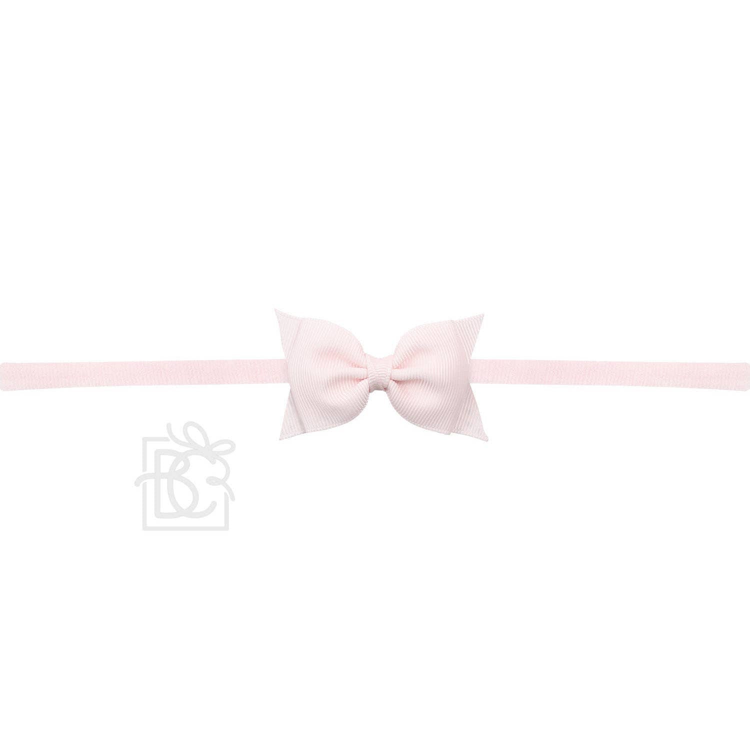LIGHT PINK 1/4" PANTYHOSE HEADBAND W/ 2.5" FLAT SOPHIA BOW