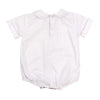 BUTTON BACK BOYS SHORT SLEEVE PIPED ONESIE - WHITE