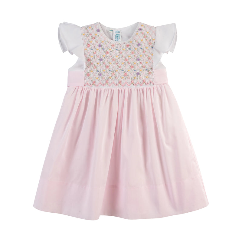 GIRLS FLORAL HAND SMOCKED DRESS