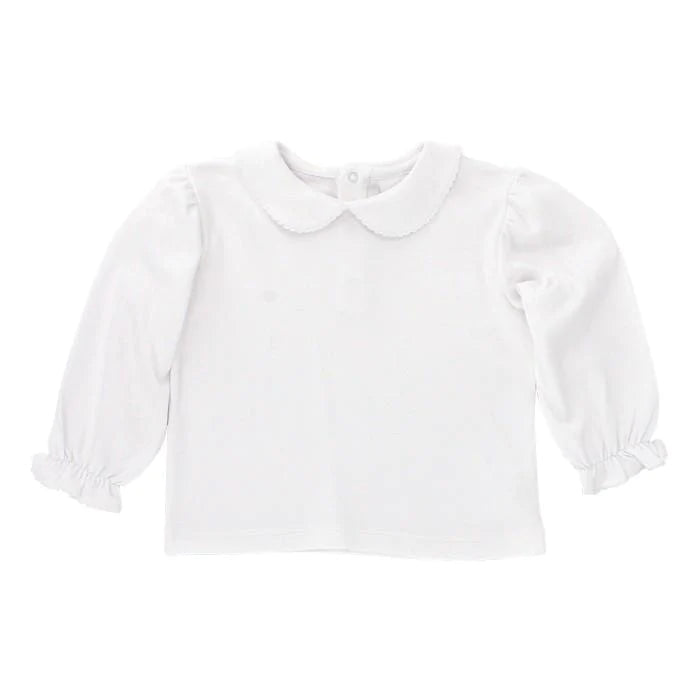 WHITE KNIT GIRLS BUTTON BACK LONGSLEEVE SHIRT