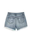 TWEEN DESTROYED HI-RISE WEEKENDER DENIM SHORTS