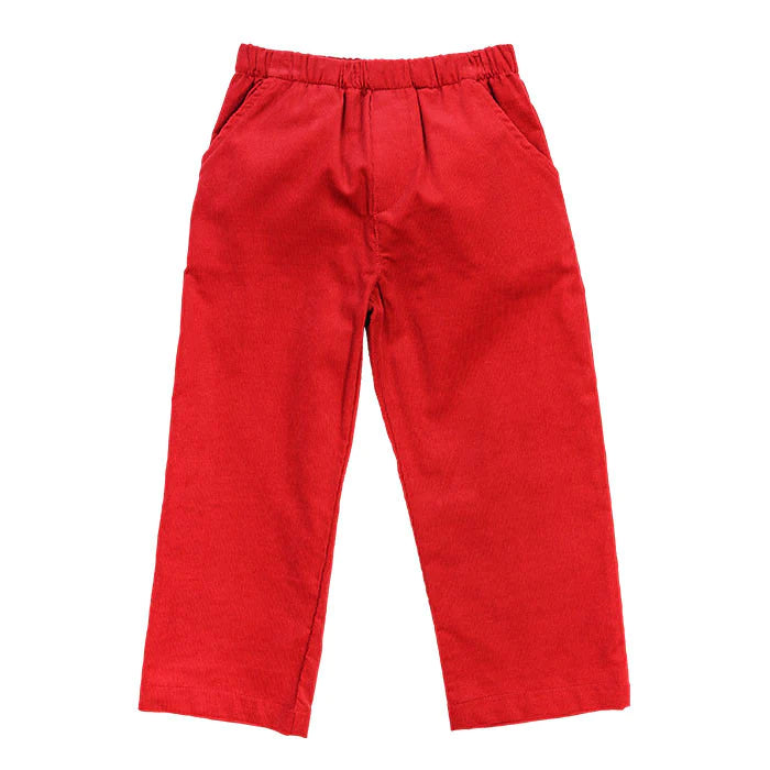 BOYS RED CORD ELASTIC WAIST PANTS