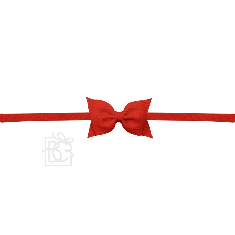 RED 1/4" PANTYHOSE HEADBAND W/ 2.5" FLAT SOPHIA BOW