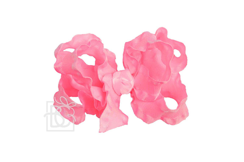 HOT PINK 3.5 INCH DOUBLE RUFFLE BOW