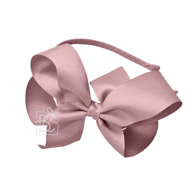 Ribbon Wrapped Metal Headband with 5.5 inch Bow (Multiple Colors)