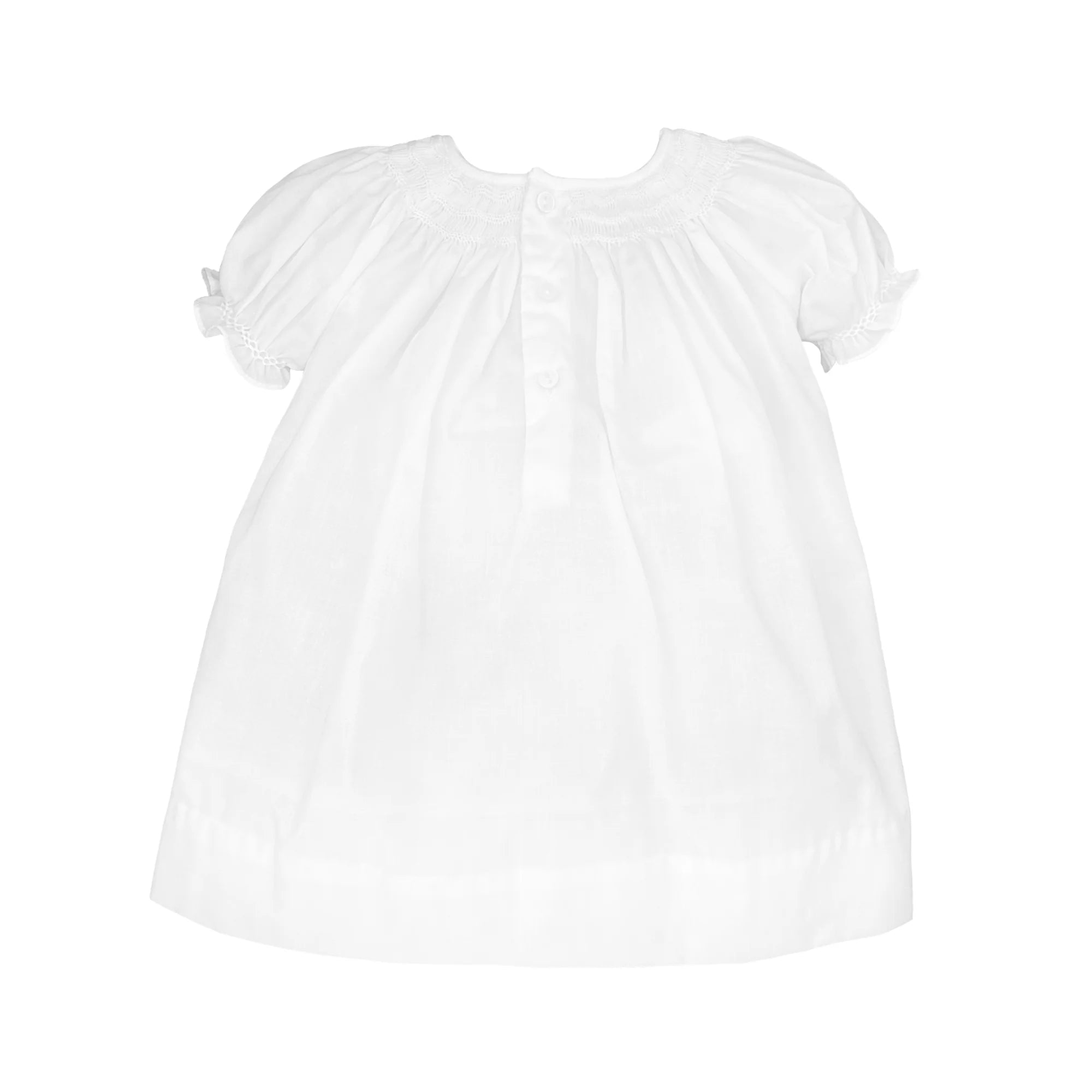 BABY GIRL WHITE WAVE SMOCKED DAYGOWN WITH MATCHING BONNET