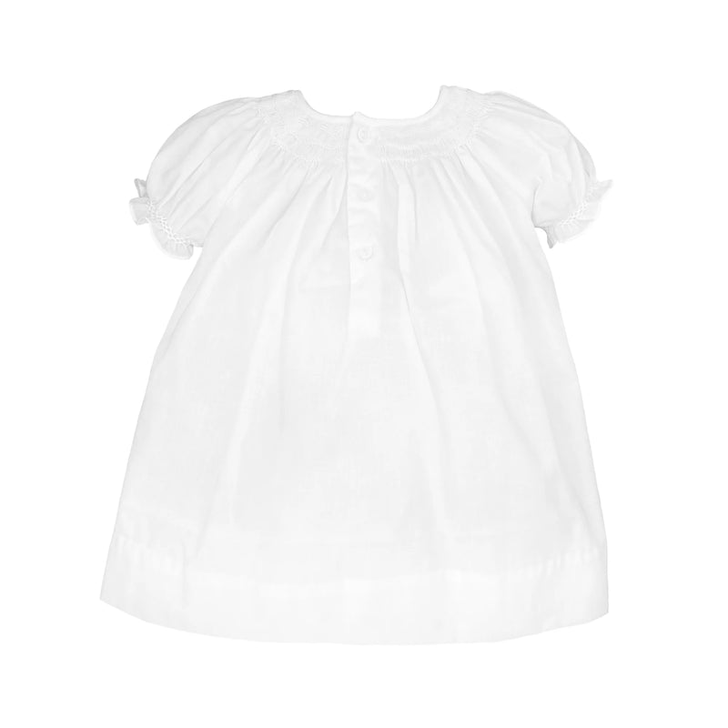 BABY GIRL WHITE WAVE SMOCKED DAYGOWN WITH MATCHING BONNET