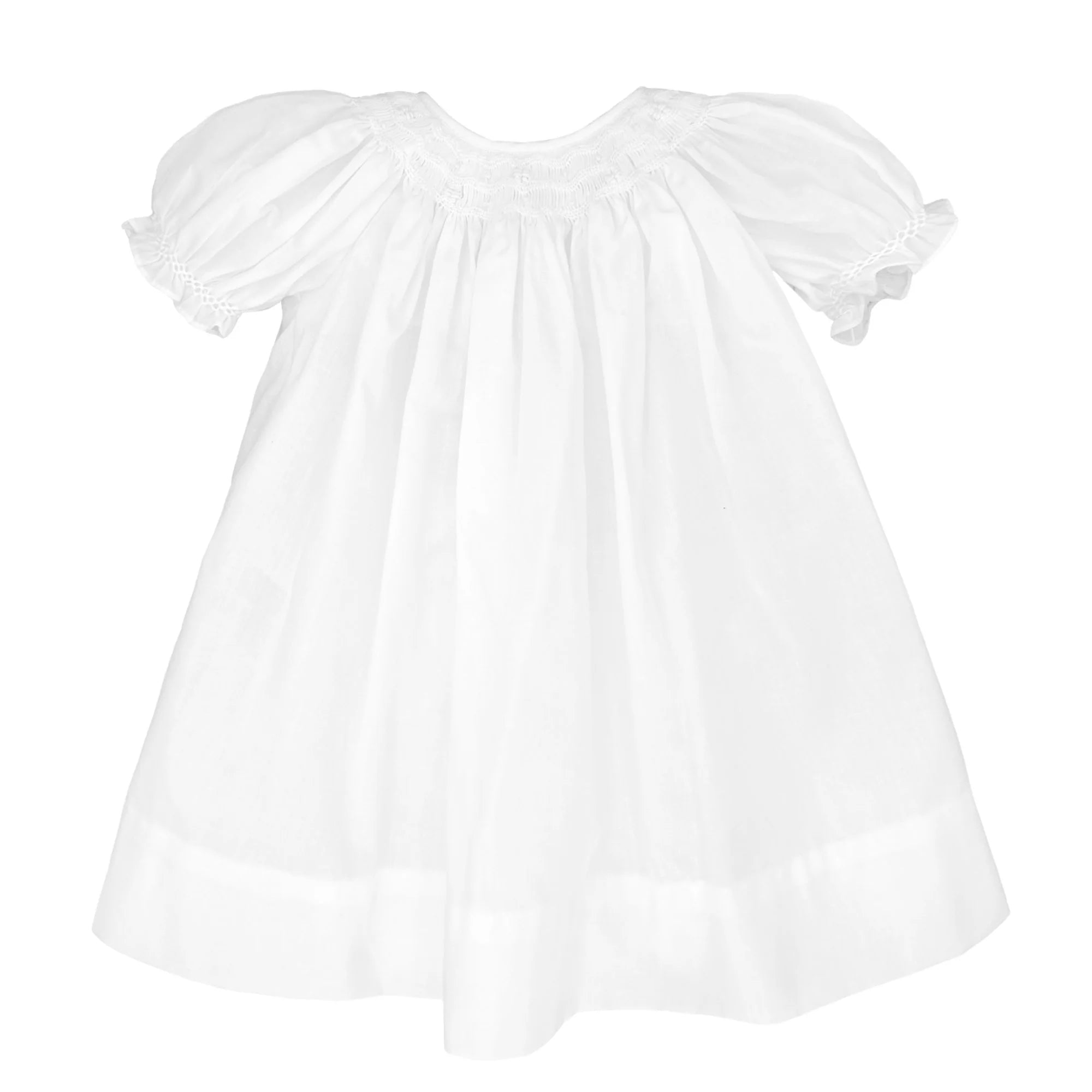 BABY GIRL WHITE WAVE SMOCKED DAYGOWN WITH MATCHING BONNET