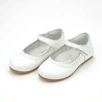 LUCILLE SCALLOPED LEATHER MARY JANE WHITE